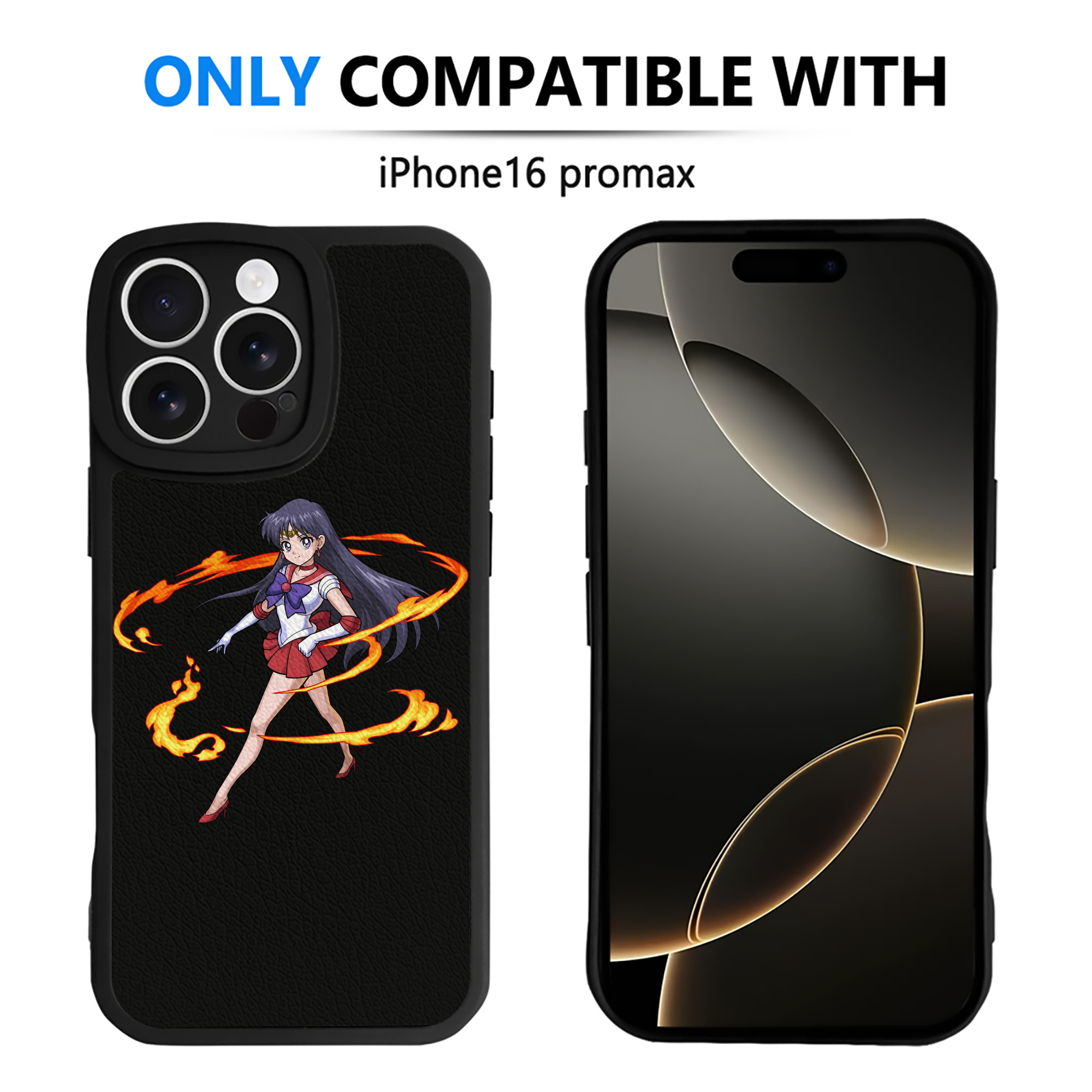 （画像用） 美少女戦士セーラームーン 火野レイ ひの レイ Sailor Moon Hino Rei （セーラーマーズ,Sailor Mars） 【iPhone 16シリーズ対応】シリコンスマホケース（レザー調） 材質：シリコン